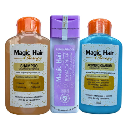 Kit Crecimiento Cabello Boom Repolarizador, Shampoo y Acondicionador | Magic Hair